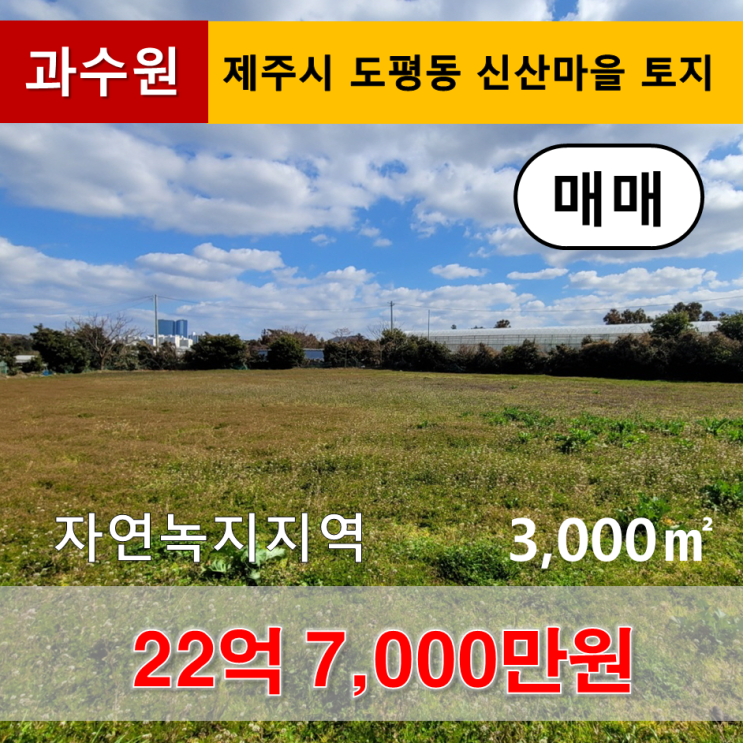  《제주도토지》 제주시 도평동 신산마을 토지 매매