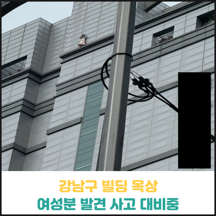 강남구 빌딩 옥상에 여성 발견, 사고 대비 및 구조 시도 강남구 빌딩 옥상에 여성 발견, 사고 대비 및 구조 시도