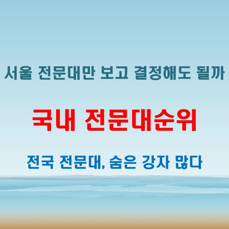  국내 전문대순위 서울만 보고 결정해도 될까 전국 기준 비교포인트