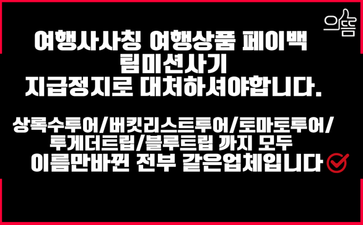  여행사 팀미션 부업사기 지급정지로 피해금 되찾은후기 (feat.상록수관광,버킷리스트,토마토투어)