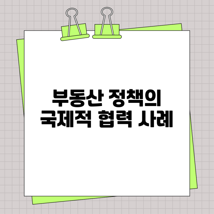  부동산 정책의 국제적 협력 사례