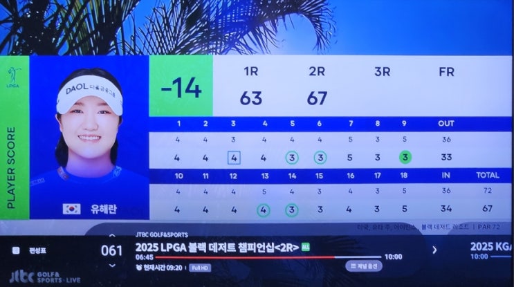 <b>블랙 데저트 챔피언십</b> 2라운드 (<b>유해란</b>선수 단독 선두)