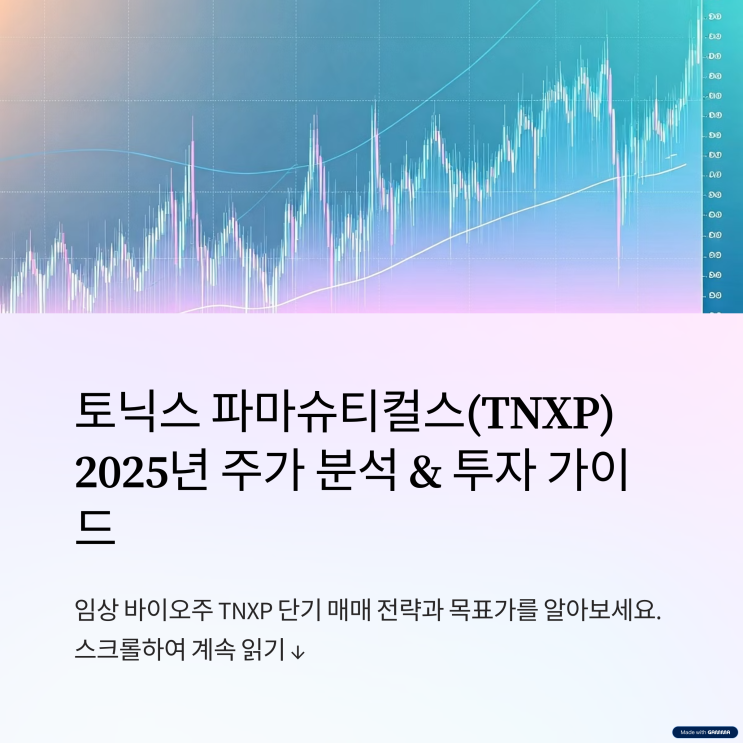  토닉스 파마슈티컬스 홀딩(TNXP) 2025년 5월 3일 기준 주가, 방향성, 기술적 차트 분석, 단기 목표가