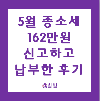 근로자의 국세청 5월<b>종합소득세</b>신고!162만원 <b>납부</b> 후기
