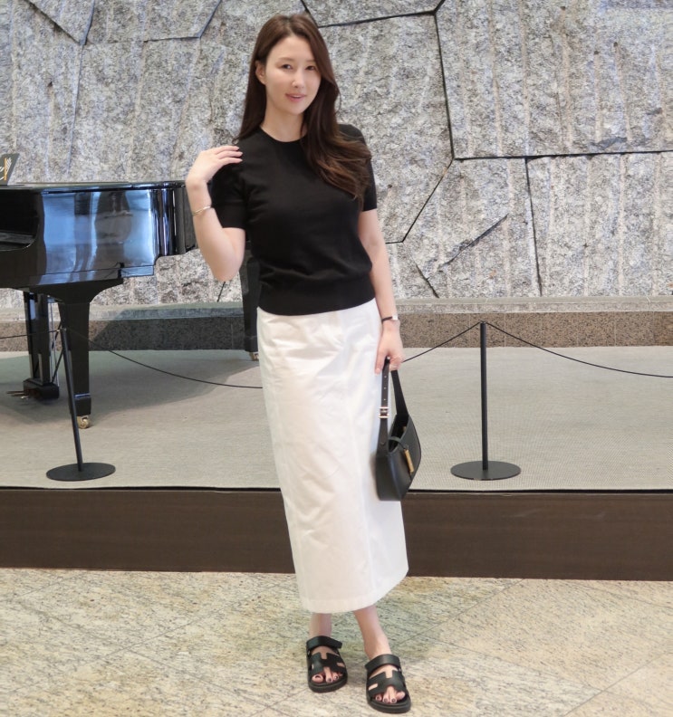  화이트 롱스커트 라메레이 H라인 스커트 추천(+코디)