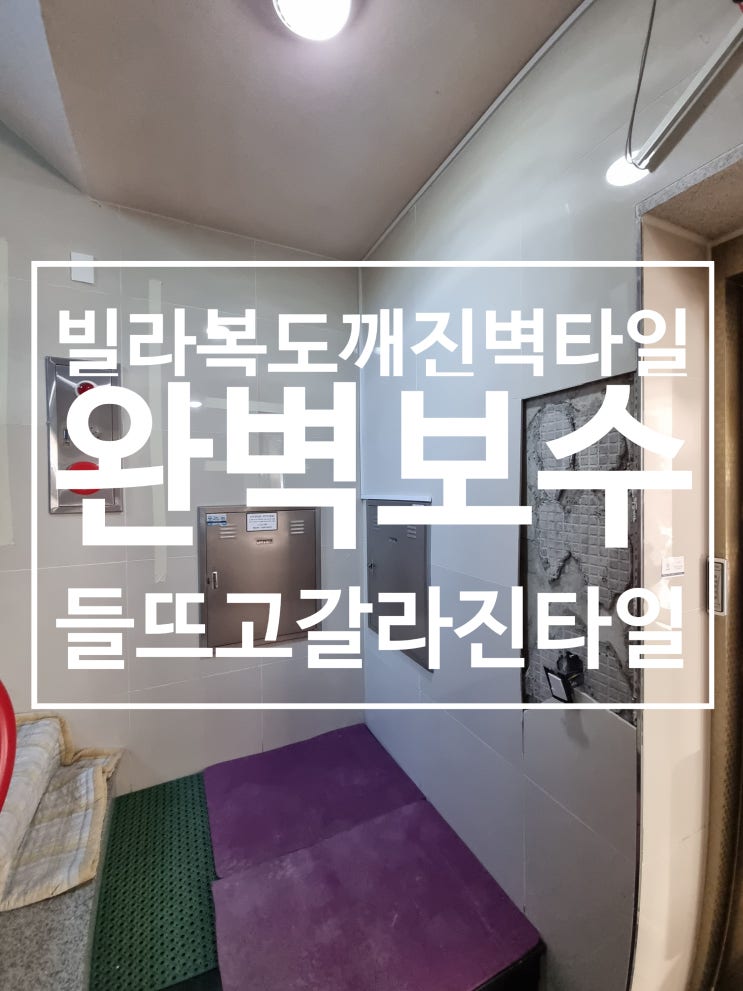  건물내부 타일교체 빌라 복도 들뜨고 튀어나와 깨진 벽타일