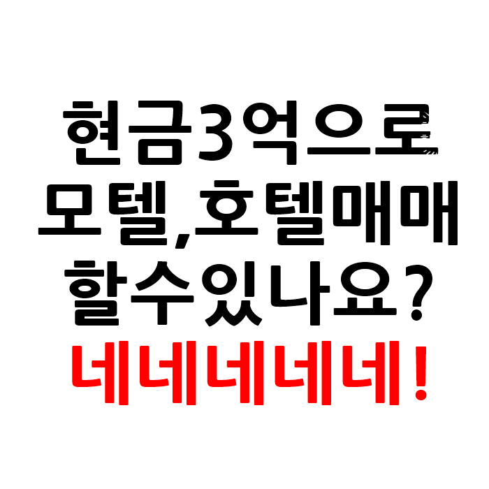  현금3억 소액 모텔 호텔 매매