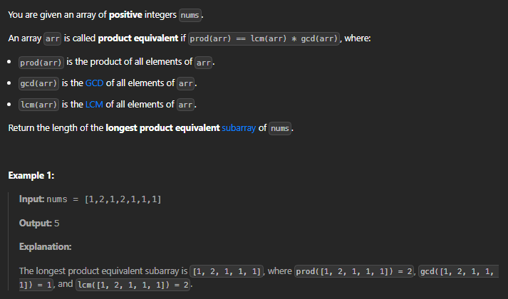  JAVA_LeetCode 3411_Maximum Subarray With Equal Products