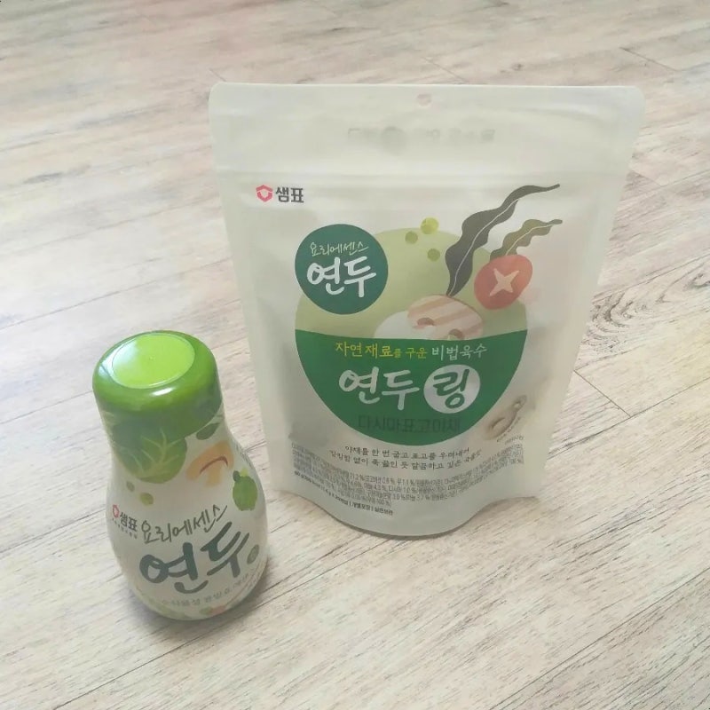 요리 에센스 연두 처음 사용해 본 후기! 오이묵무침, 애호박볶음, 연두링 다시마표고야채 넣....