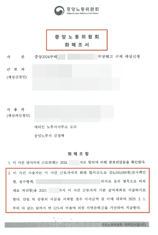  부당해고 재심? 금전보상액(1200만원->400만원) 70% 삭감 성공!