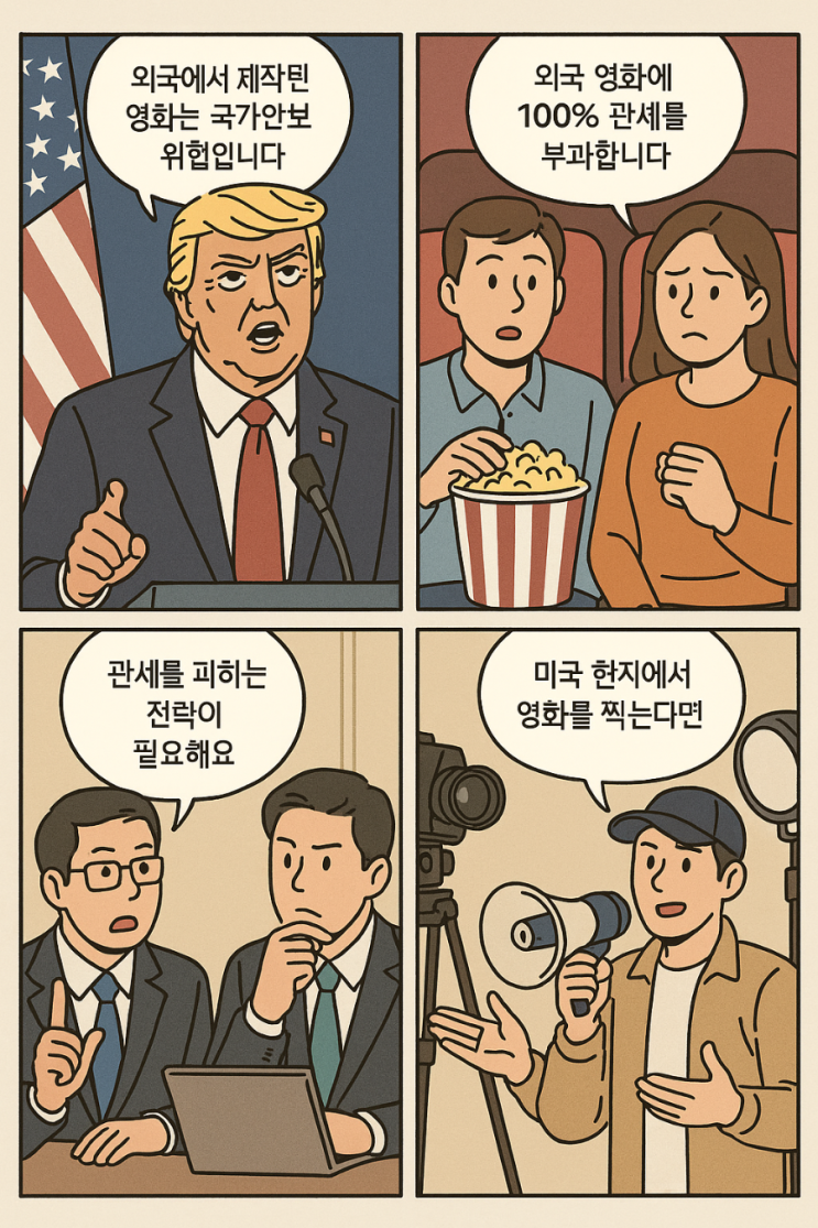  트럼프 외국 영화 100프로 관세 충격과 한국 콘텐츠 할리우드전략