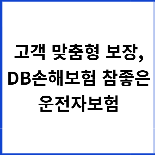 고객 맞춤형 보장, DB손해보험 참좋은 운전자보험 고객 맞춤형 보장, DB손해보험 참좋은 운전자보험