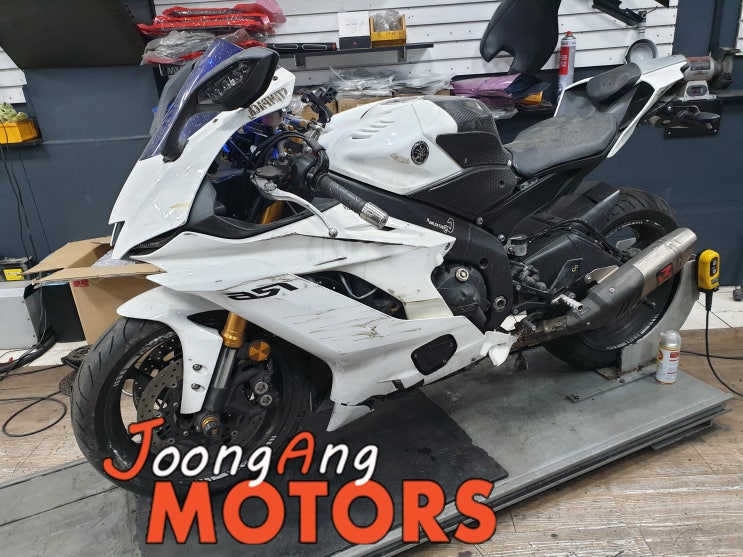  야마하 R6 사고 수리, YZF-R6, 카울 교환, 기본점검, 재생 수리, 쇼바재생,스티어링스탬재생,휠재생,삼잘이재생,광명 중앙 오토바이