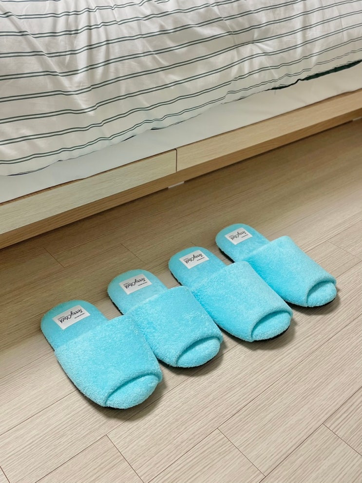  신혼집 필수템 집들이선물로 최고! 인테리어+실용성 다 잡은 HDM 테리 모달 룸슈즈 티파니블루