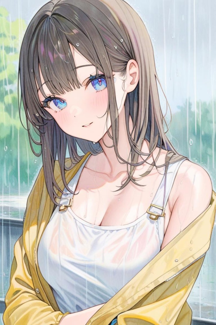  비오는날 소녀 일러스트 모음