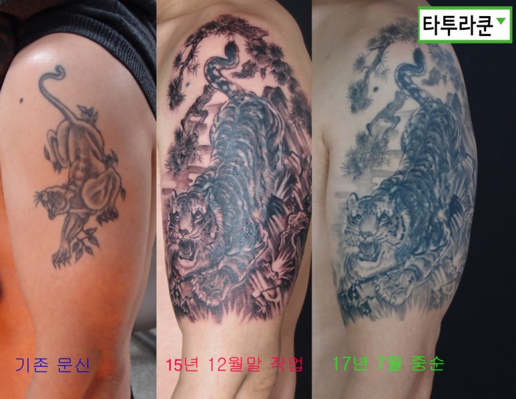  커버업타투의 발색비교사진/ 문신직후와 발색 이후 색차이 비교사진/문신비침 자료 [홍대 타투라쿤]-2017. 7. 20. 12:29