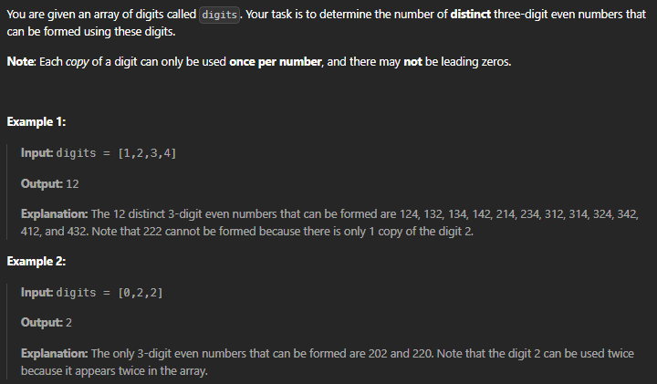  JAVA_LeetCode 3483_Unique 3-Digit Even Numbers