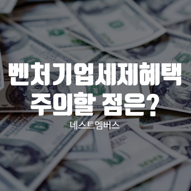  벤처기업세제혜택 주의할 점 알아봐요
