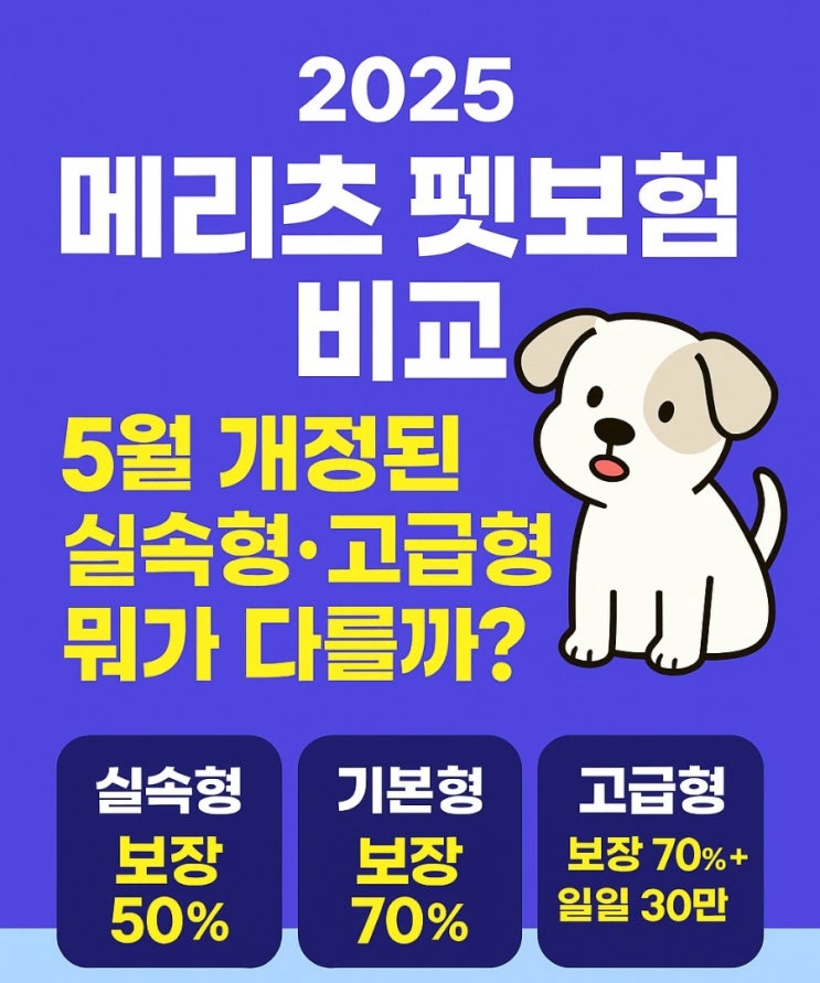 2025 메리츠 펫보험(펫퍼민트) 개정 내용 정리｜실속형부터 고급형까지 보장 차이 비교