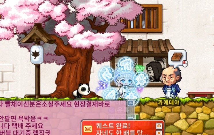  메이플랜드 메랜 일본 카에데성 귀장식 지력 주문서 귀지 퀘스트