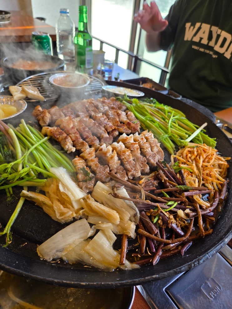  부산 명지 구워주는 고깃집 심사숙고 미나리 삼겹살 맛집
