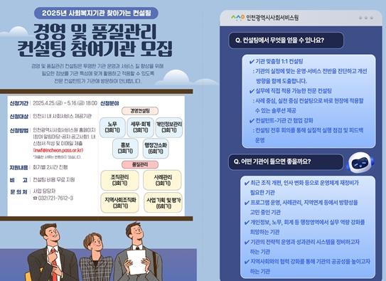 인천시사회서비스원, 사회복지기관 경영·품질관리 컨설팅 참여기관 모집