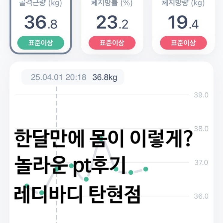  탄현 헬스장 단 4주만에 몸이 이렇게? 레디바디 탄현점 pt후기