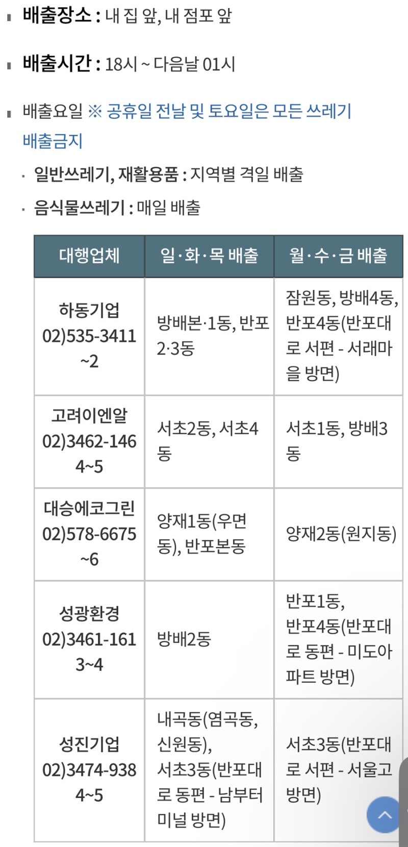 서초구 쓰레기/ 대형/소형폐기물 기준 및 신고방법 무료배출 /음식물쓰레기 기준 / 서초구청 ....
