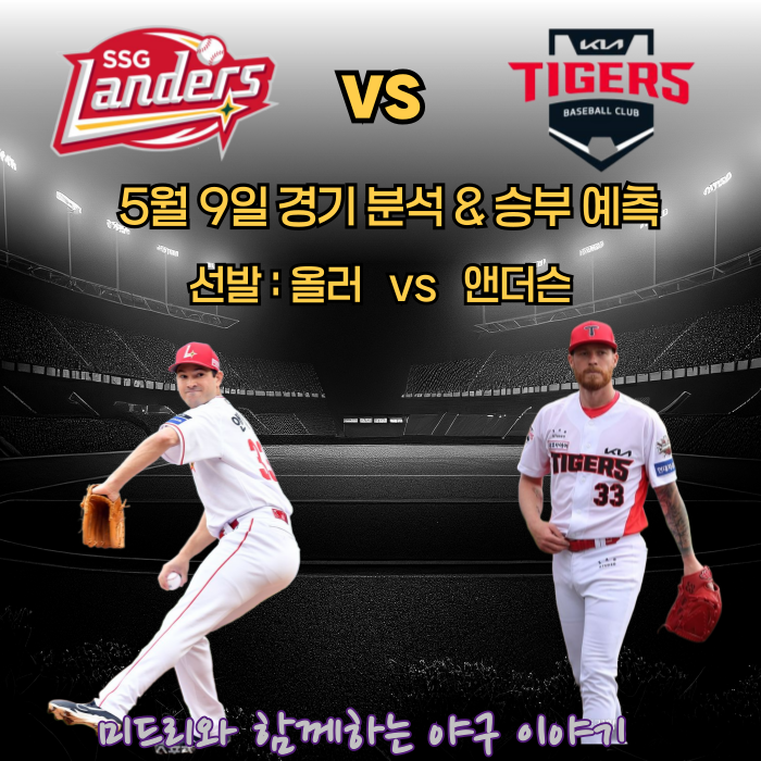 【KBO프로야구】 승부예측 5월 10일 SSG 기아, 선발 <b>앤더슨</b>... 