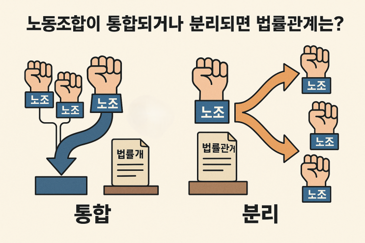  (노사관계) 노동조합이 통합되거나 분리되면 법률관계는 어떻게될까?