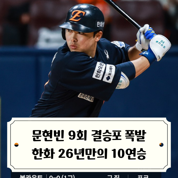 <b>문현빈</b> 9회 <b>결승포</b> 한화이글스 1999년 우승 이후 26년만의... 