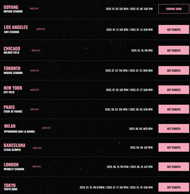 BLACKPINK 2025ワールドツアー：チケット購入成功とコンサート準備ガイド