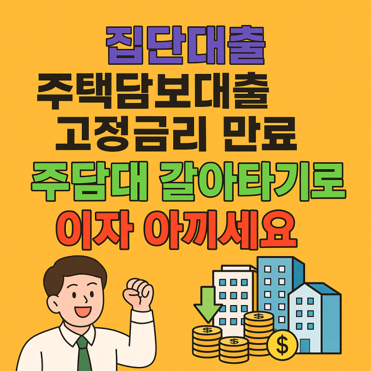  집단대출 주택담보대출 고정금리 만료! 주담대 갈아타기로 이자 아끼세요