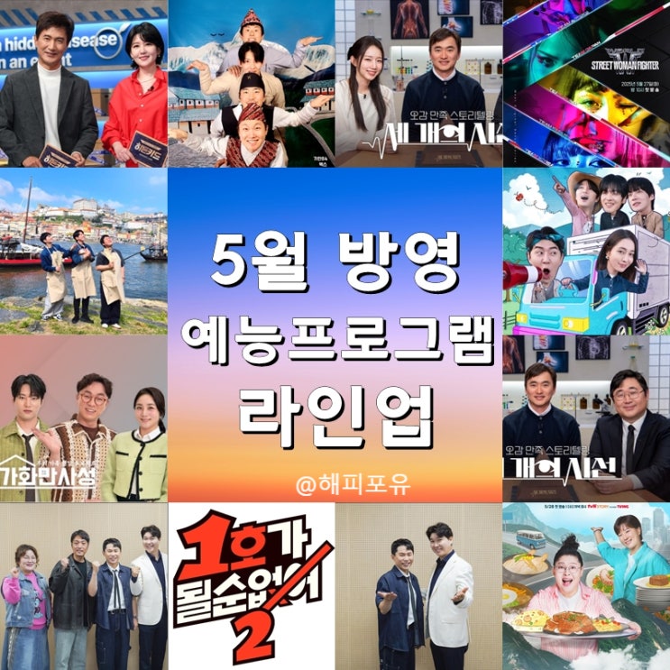 5월의 힐링 예능 프로그램 라인업 총집합 키핑 강추