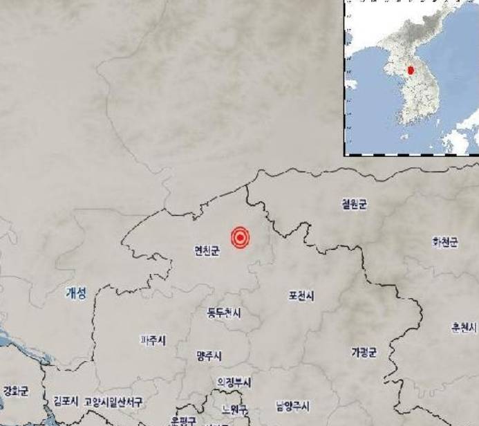 경기 <b>연천</b> 북동쪽 규모 2.8 <b>지진</b>발생 <b>지진</b>발생 추이