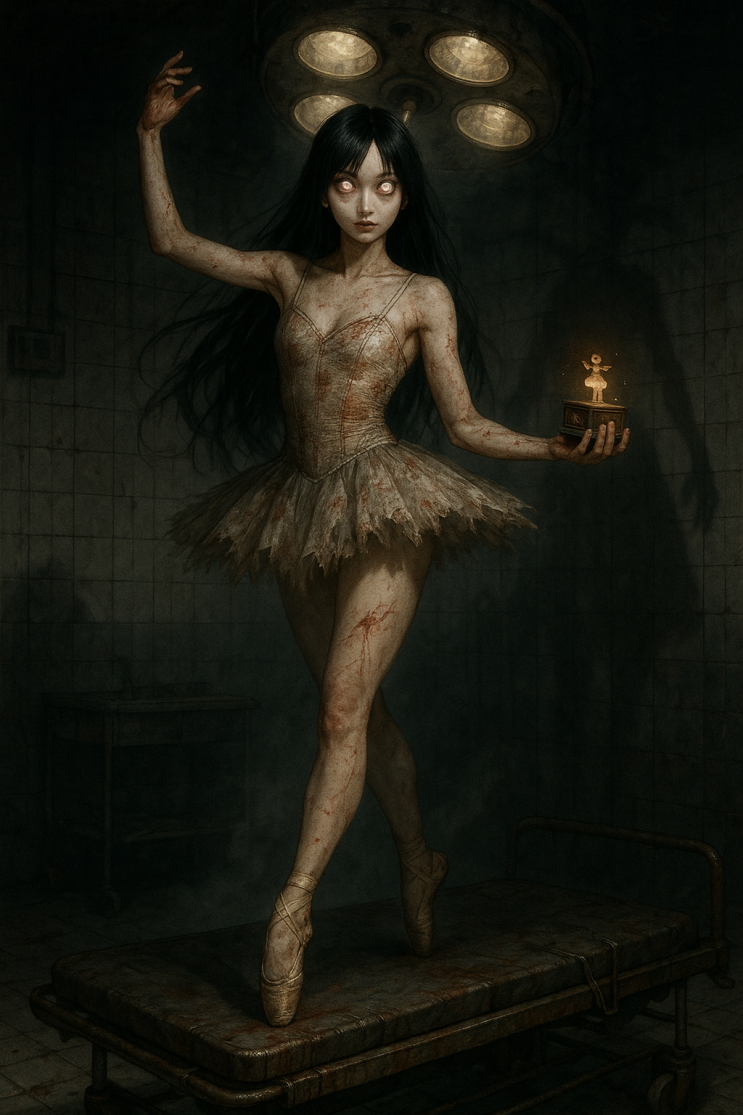 버려진 수술실의 발레리나 소녀 공포 일러스트