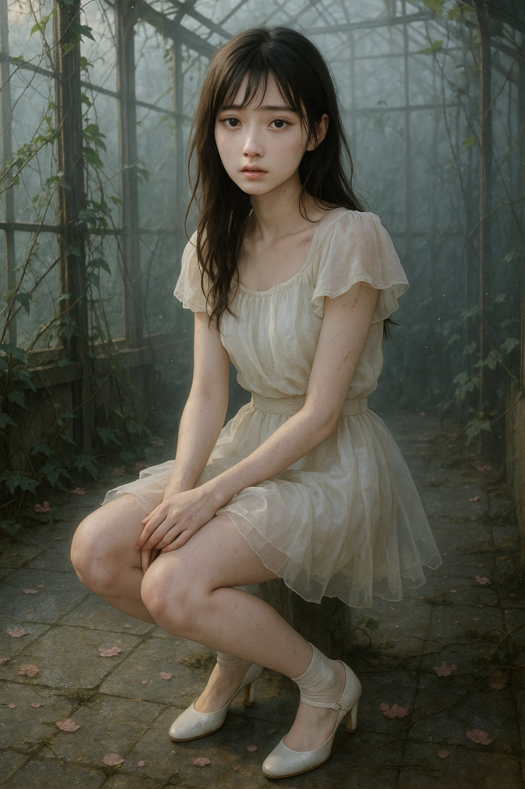  「유리 온실 소녀 일러스트 」