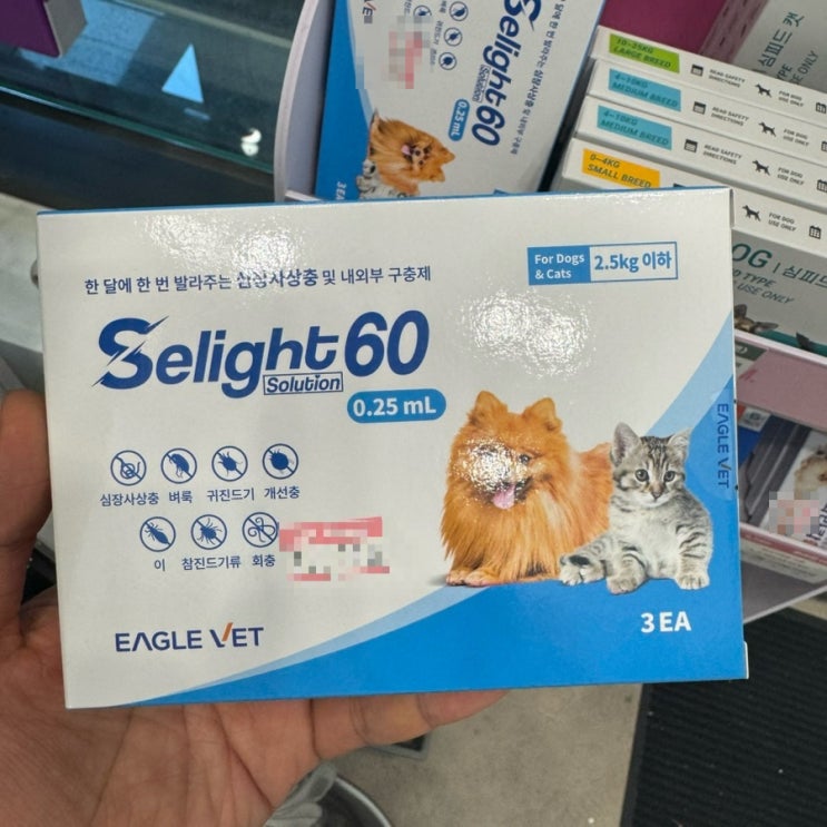  부천 심곡동 부천 북부역 동물 약국 의약품 개 강아지 고양이 심장사상충 내부 외부 구충제 셀라멕틴 셀라이트 (레볼루션 동일 성분)