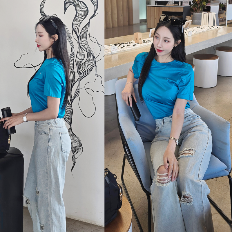 피에이티(PAT) 실켓 티셔츠 여성 여름 반팔 티셔츠
