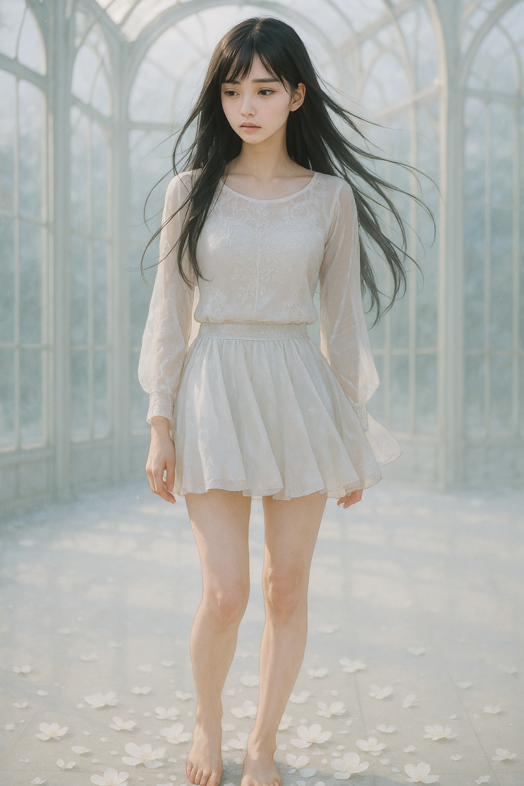  유리 정원 속 소녀 일러스트