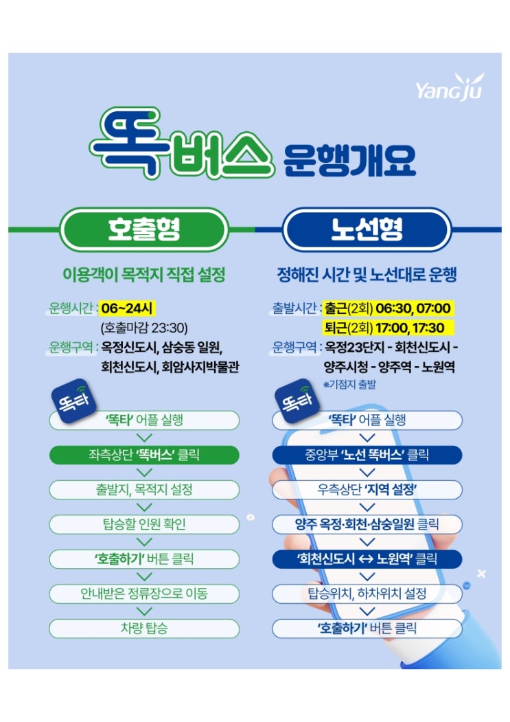  양주시, ‘똑버스’ 노선 확대 운행… 회천신도시·서울 노원역까지 연결