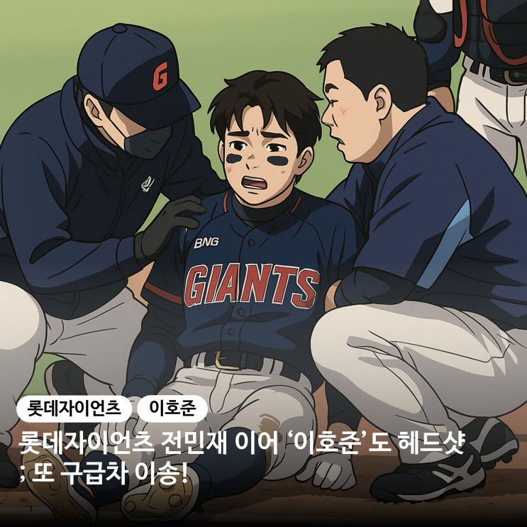 <b>롯데</b> 자이언츠 전민재 이어 '이호준'도 <b>헤드샷</b>, 또 구급차 이송
