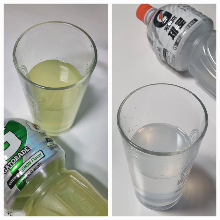  게토레이 레몬과 게토레이 레몬 제로 전해질 함량 칼로리 맛 비교