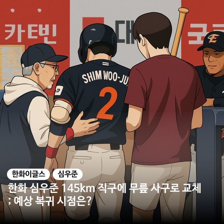 <b>한화</b> 이글스 <b>심우준</b> 145km 직구에 무릎 사구로 교체; 예상... 