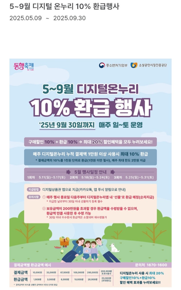  2025년 5~9월 디지털 온누리 환급행사 및 추첨이벤트