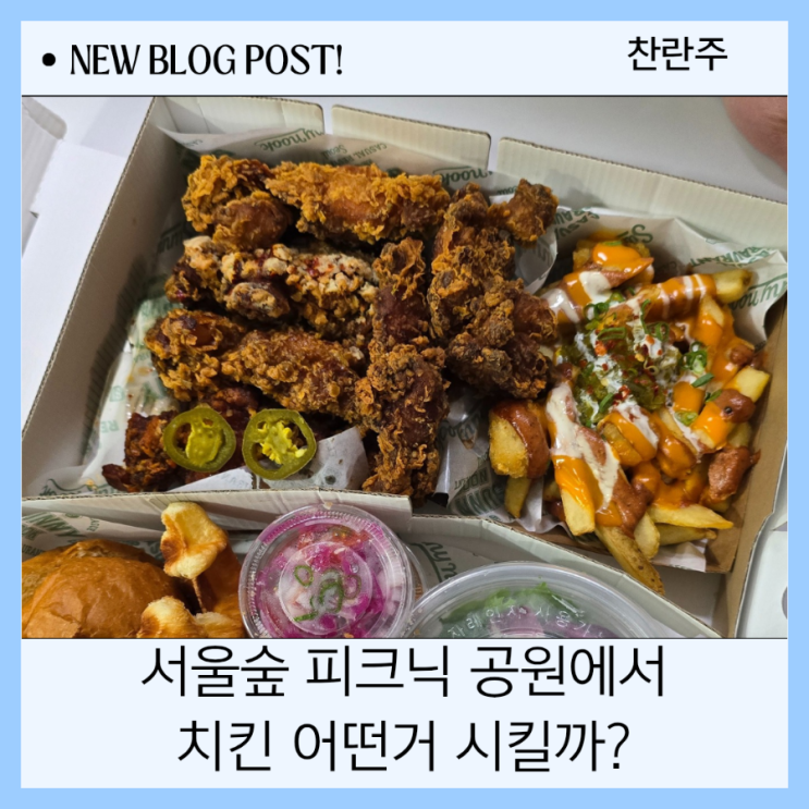  서울숲 피크닉 배달로 치킨세트 시킨 써니눅