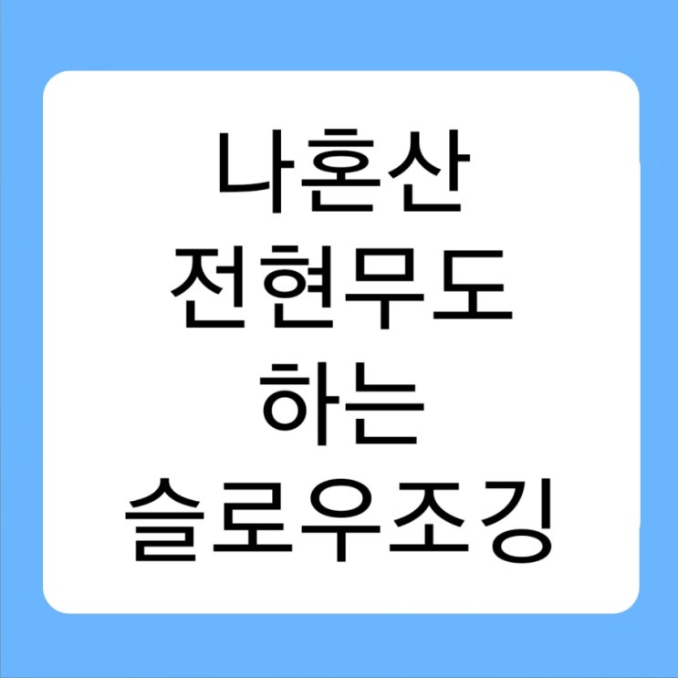  나혼산 전현무도 하는 슬로우조깅