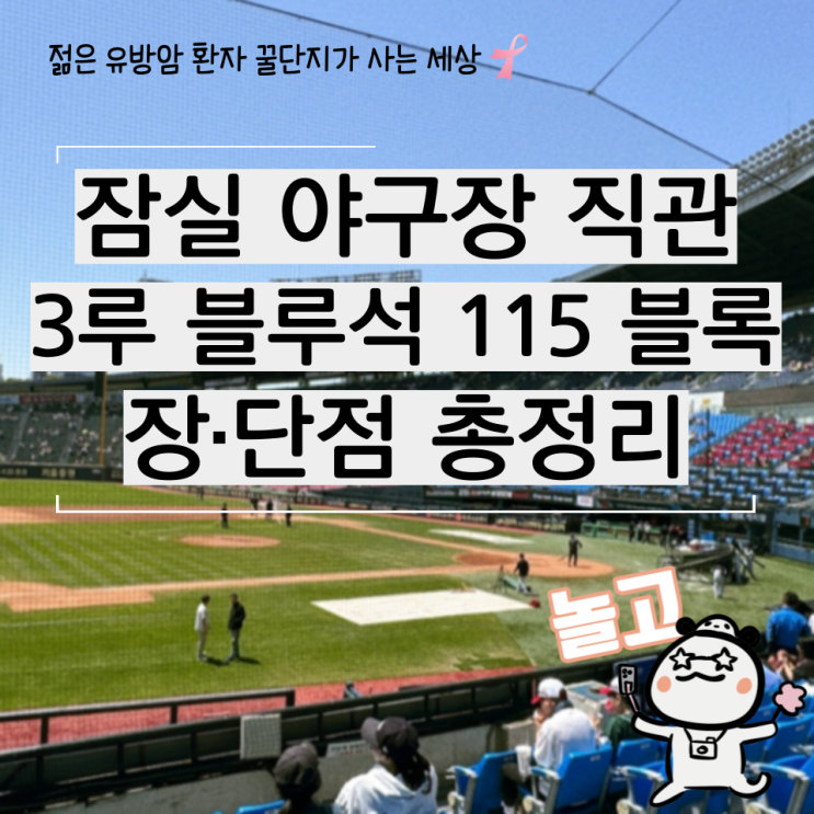  잠실 야구장 3루 블루석 115블록 시야 및 직관 후기