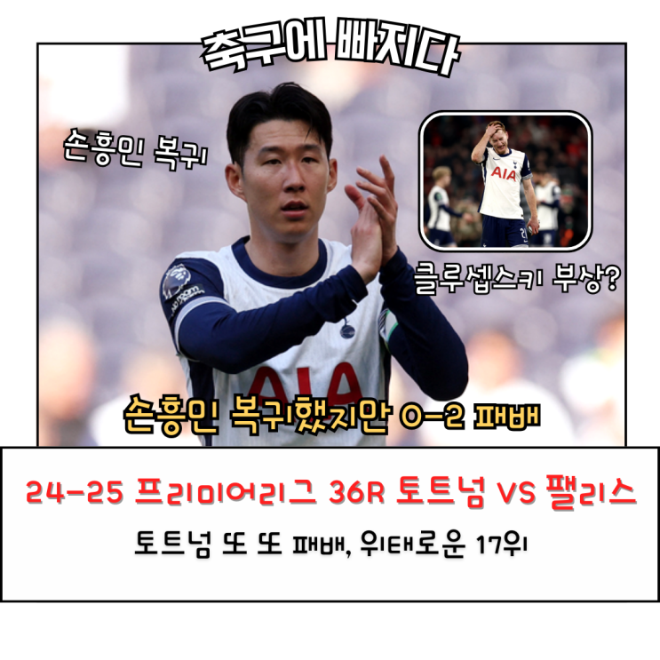 <b>손흥민</b> 복귀했지만...<b>토트넘</b> 또 패배, 리그 17위 추락 [24-25... 
