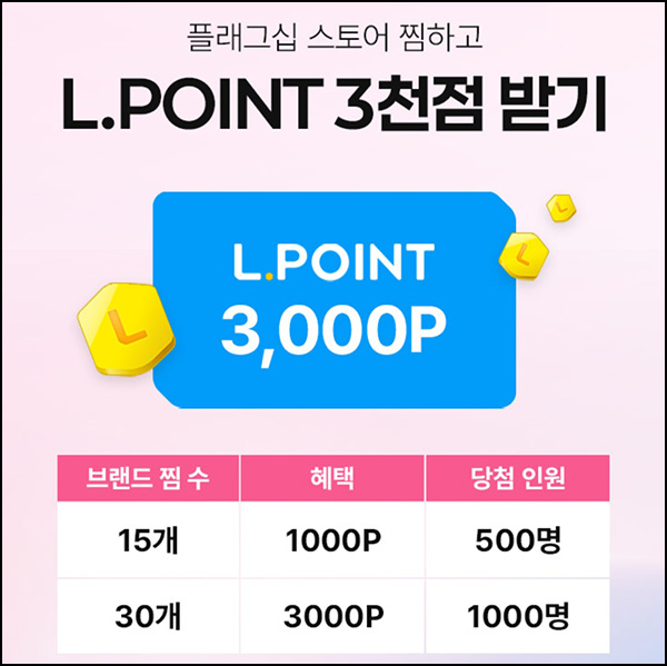 롯데온 스토어 찜 이벤트(L포인트 3천p등 1,500명)추첨~05.21 롯데온 스토어 찜 이벤트(L포인트 3천p등 1,500명)추첨~05.21